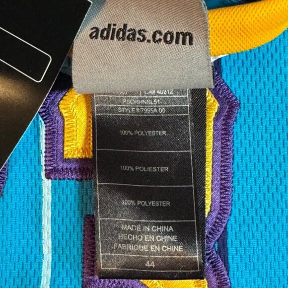 NWT Adidas Anthony Davis New Orleans Hornets #23 Jersey Blue Yellow Men's Size S - Picture 8 of 14